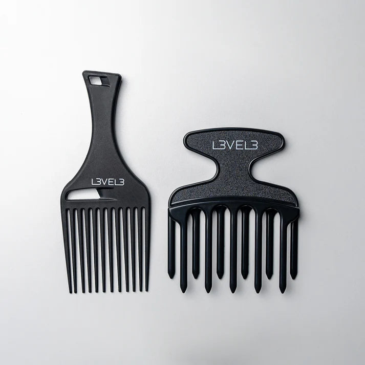 L3V3 Hair Pick Combs, 2pc