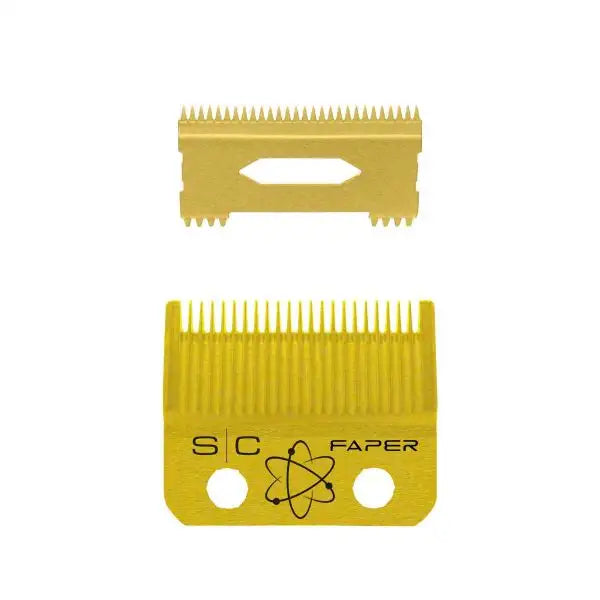 StyleCraft Fixed Gold Titanium Faper Hair Clipper Blade with Moving Slim Deep Cutter Replacement Set