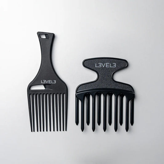 L3V3 Hair Pick Combs, 2pc