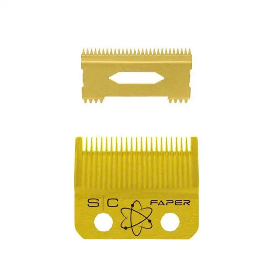 StyleCraft Fixed Gold Titanium Faper Hair Clipper Blade with Moving Slim Deep Cutter Replacement Set
